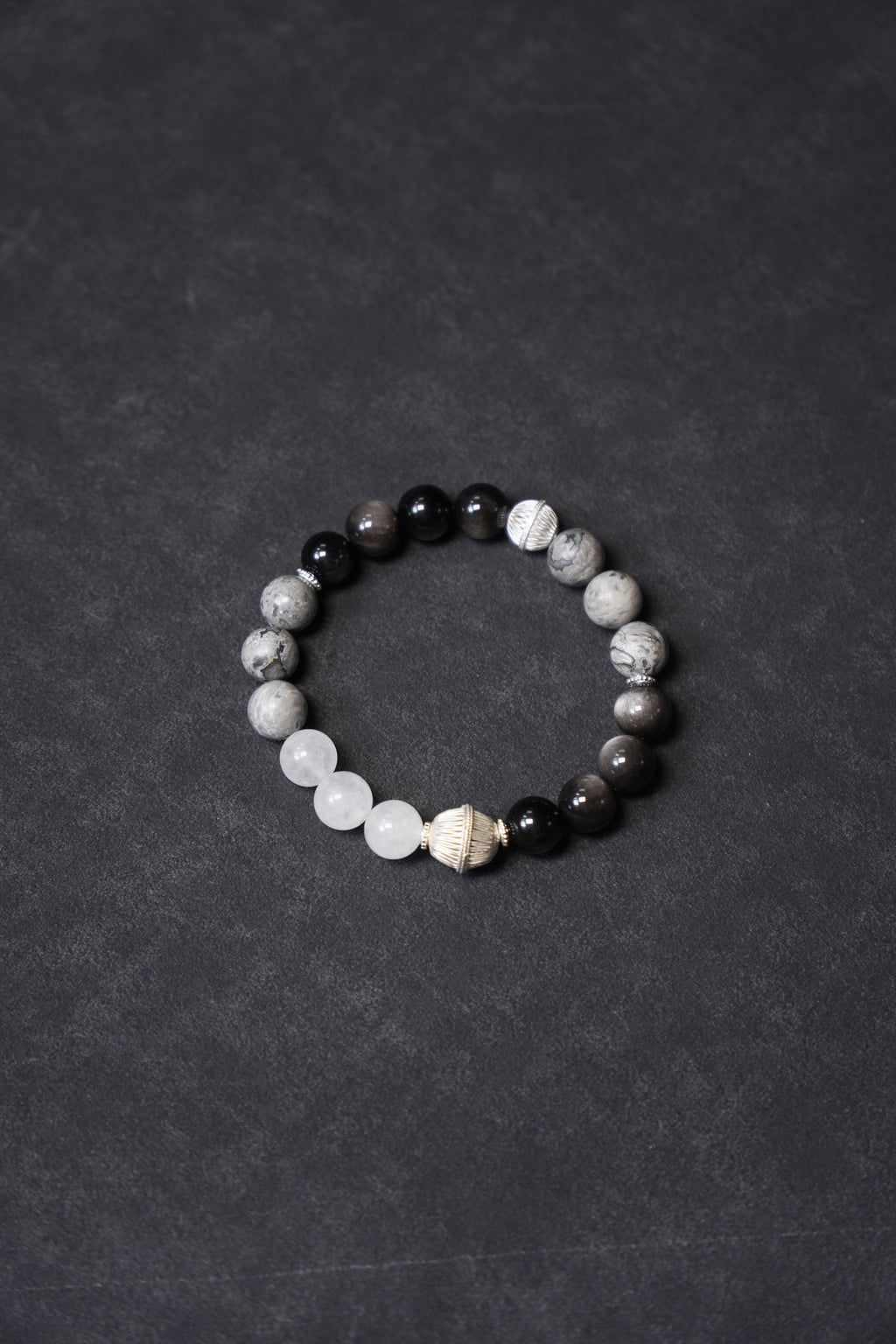 Triple Harmony Silver & Stone Bracelet