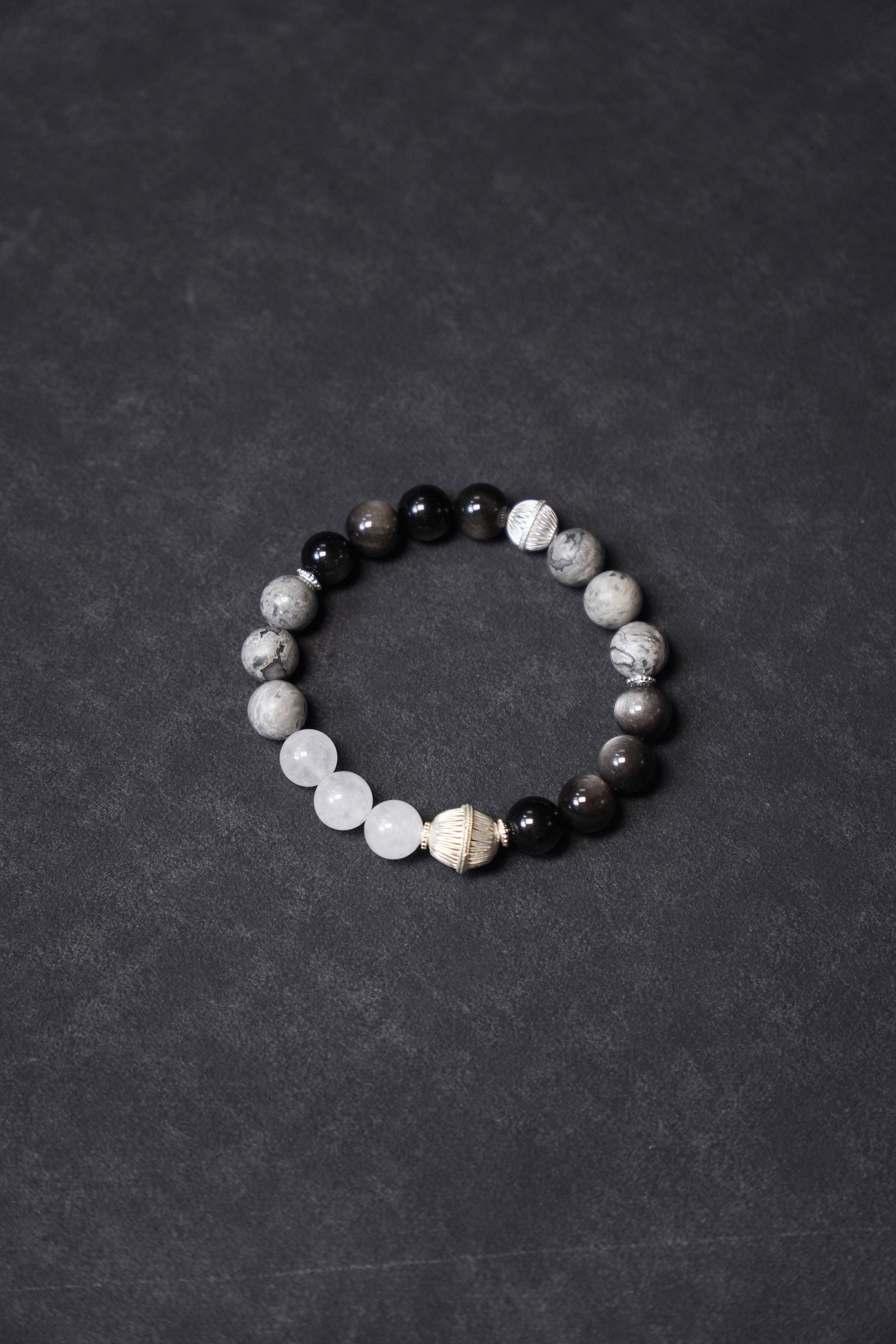 Triple Harmony Silver & Stone Bracelet