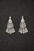 Ethnic Rhombus Tassel Silver Earrings
