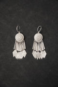Yi Sun Disc Floral Fringe Silver Earrings