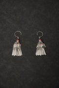 Floral Bell Yi Ethnic Red Agate Drop Hoops
