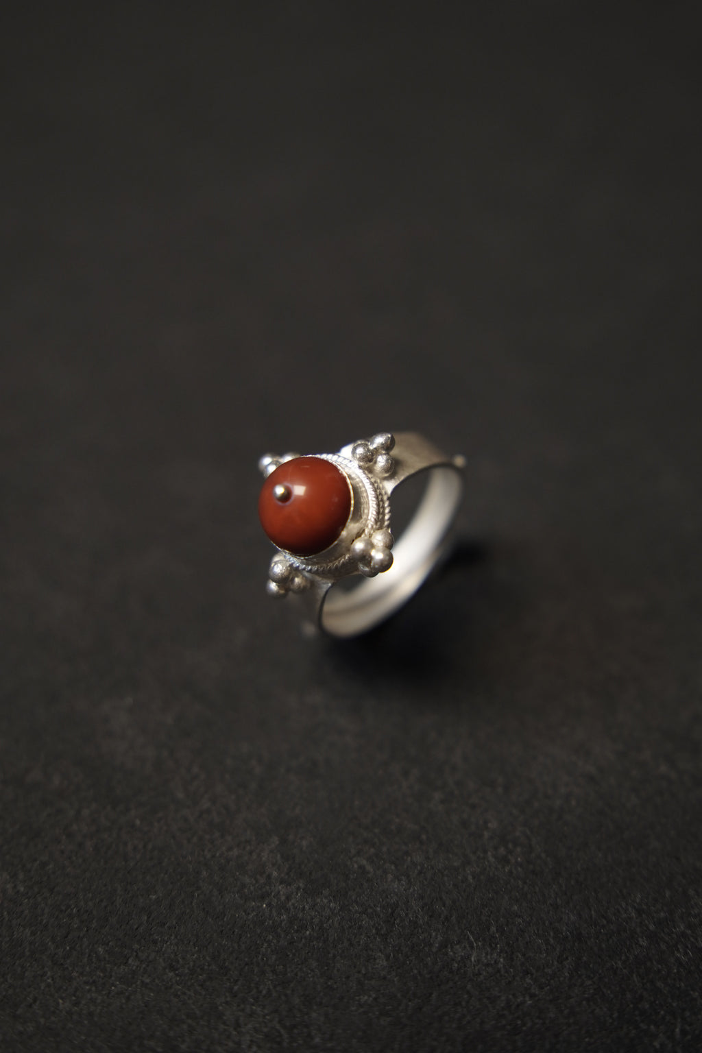 Yi Red Agate Silver Ring
