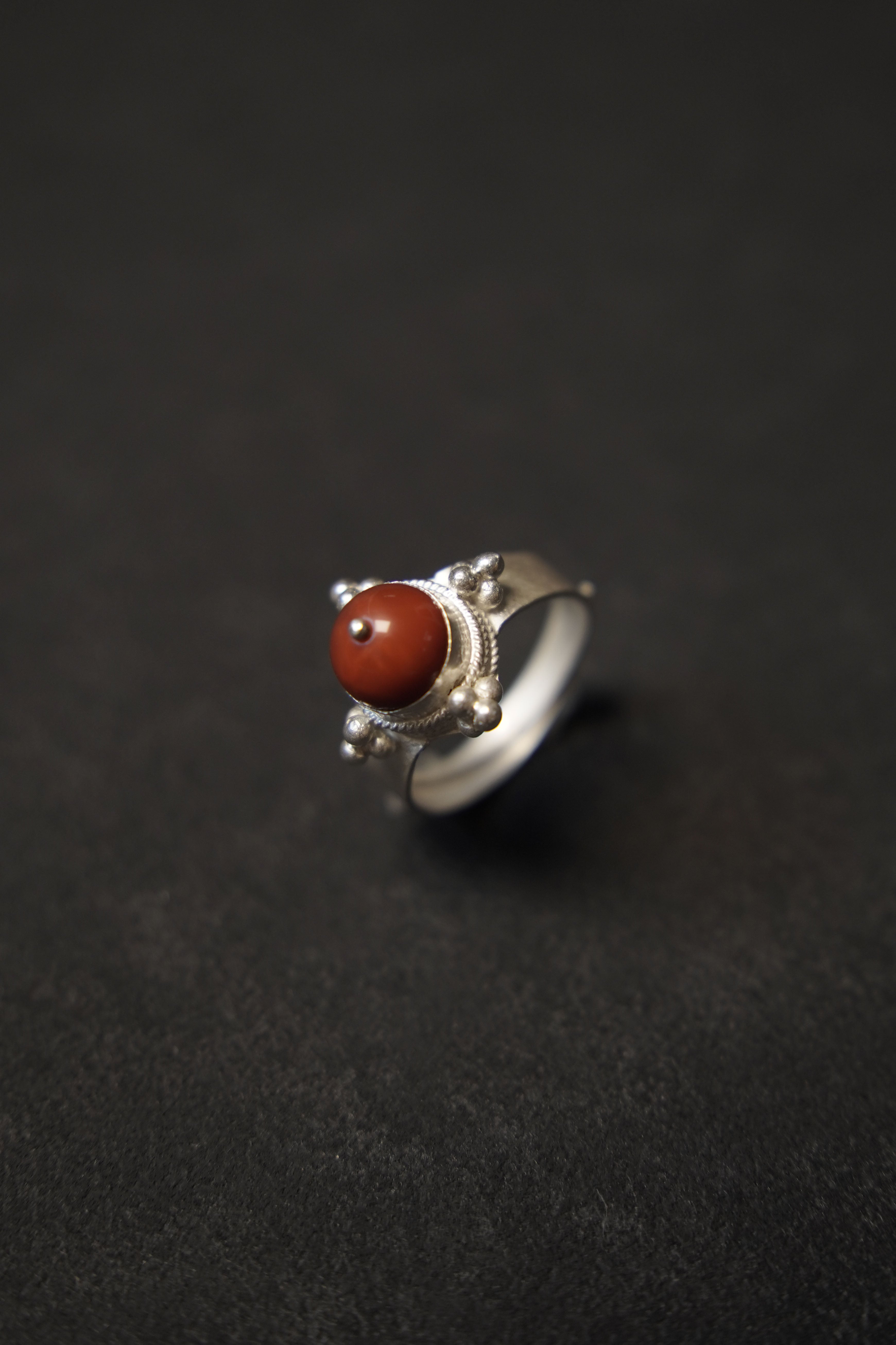 Yi Red Agate Silver Ring